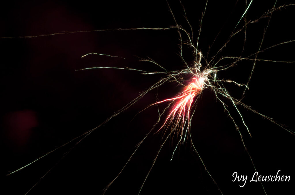 Red and green firework