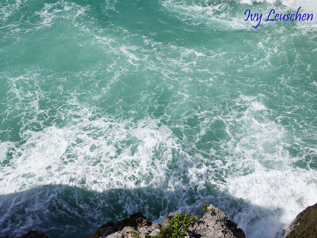 Turquoise water with foam