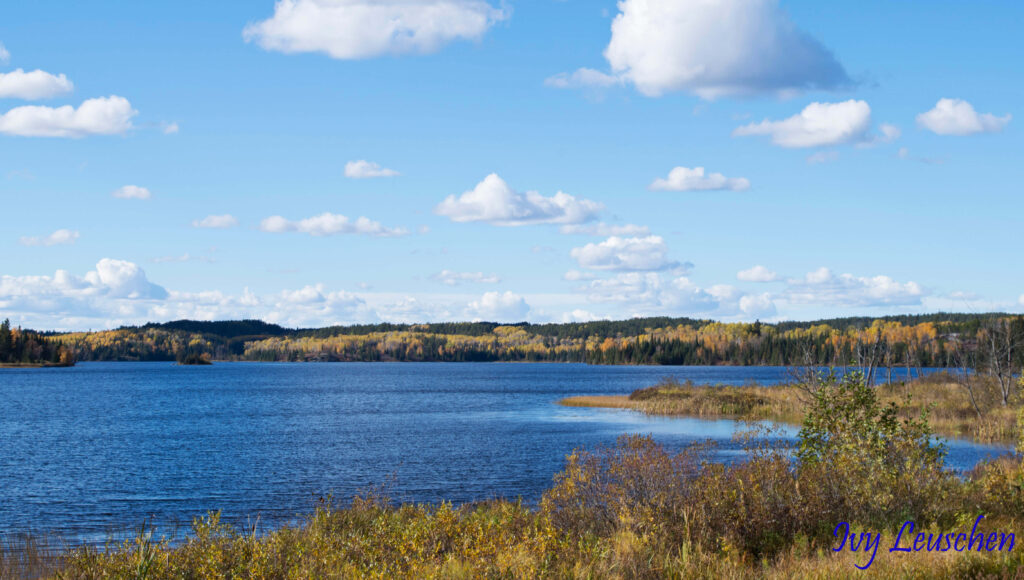 Lake view with clouds in the sky