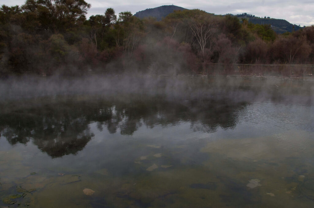 Fog over hot springs