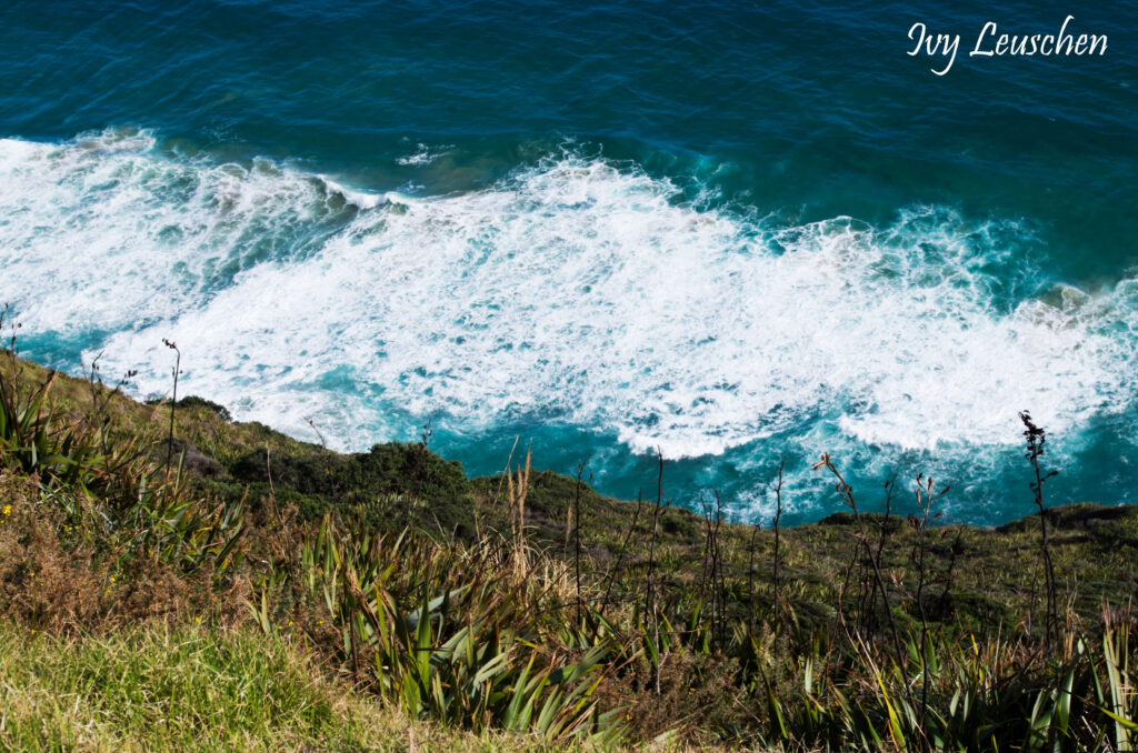 Splashing water against hill side